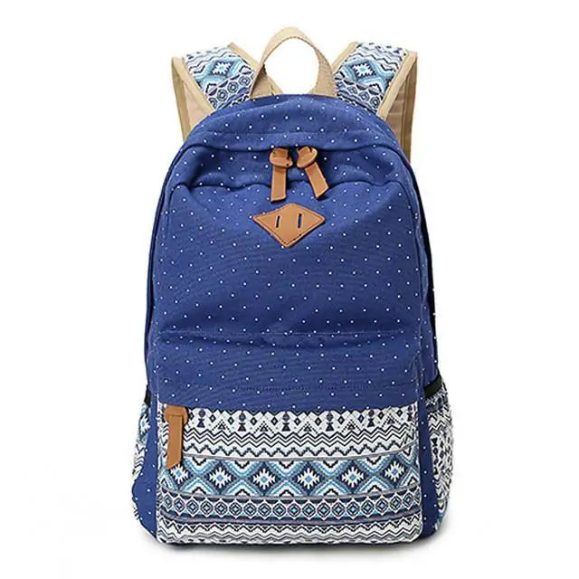 Geometric Patterned Canvas Backpack